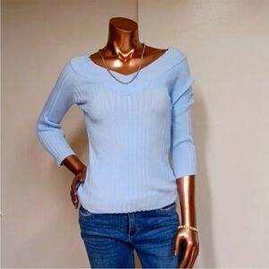 🥶NWOT Our Time - Baby Blue Cable/Ribbed Knit Top - L